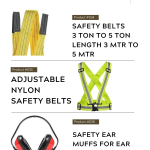 Safety Belts, Safety Yellow Chain, Apran, Earplugs & Safety Tapes